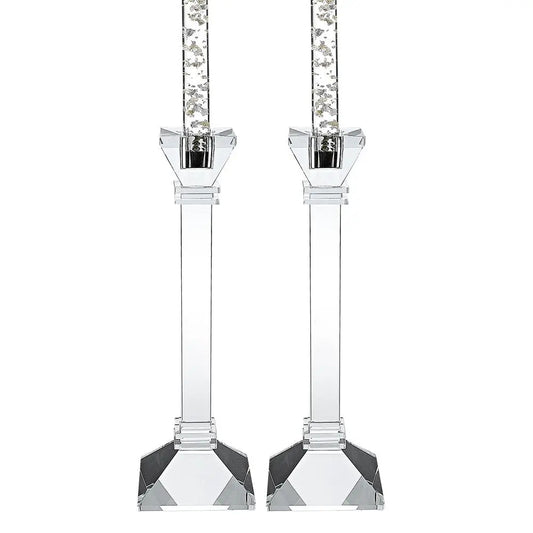 Set of Two Clear Crystal Tabletop Candle Holders HomeRoots
