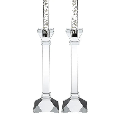 Set of Two Clear Crystal Tabletop Candle Holders HomeRoots