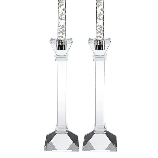 Set of Two Clear Crystal Tabletop Candle Holders HomeRoots