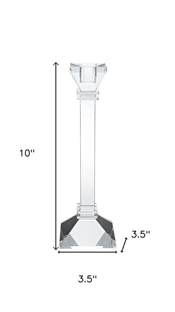 Set of Two Clear Crystal Tabletop Taper Candlesticks HomeRoots