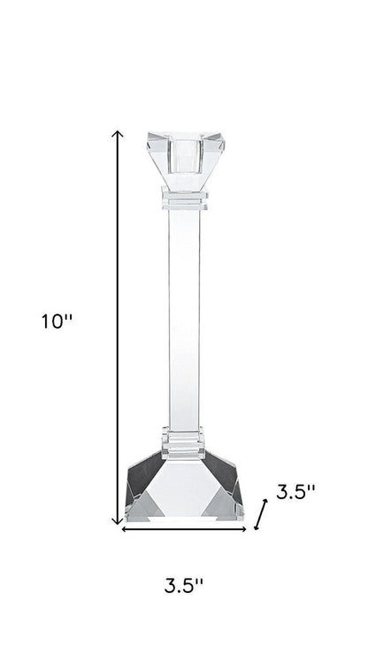 Set of Two Clear Crystal Tabletop Taper Candlesticks HomeRoots
