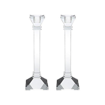 Set of Two Clear Crystal Tabletop Taper Candlesticks HomeRoots