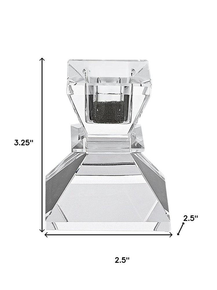 Set of Two Clear Crystal Tabletop Taper Candlesticks HomeRoots