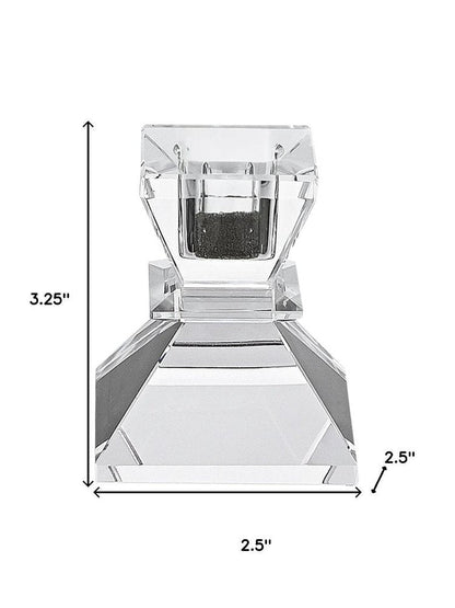Set of Two Clear Crystal Tabletop Taper Candlesticks HomeRoots