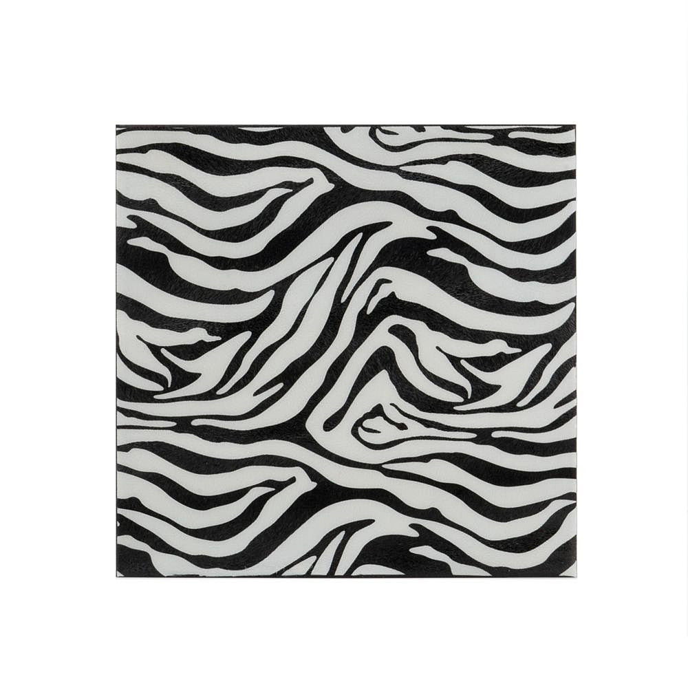 12" Black And White Zebra Iron And Resin Square Hanging Wall Tile — view 1