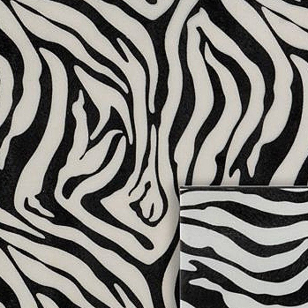 12" Black And White Zebra Iron And Resin Square Hanging Wall Tile — view 2