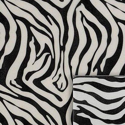 12" Black And White Zebra Iron And Resin Square Hanging Wall Tile