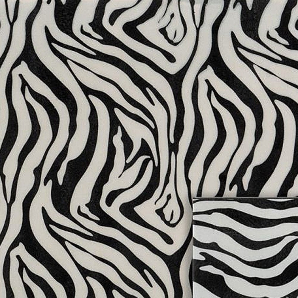 12" Black And White Zebra Iron And Resin Square Hanging Wall Tile — view 3