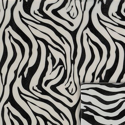 12" Black And White Zebra Iron And Resin Square Hanging Wall Tile