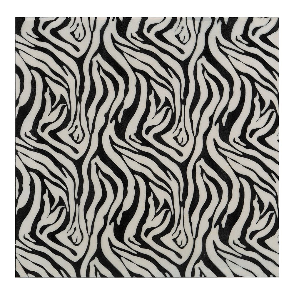 12" Black And White Zebra Iron And Resin Square Hanging Wall Tile — view 8