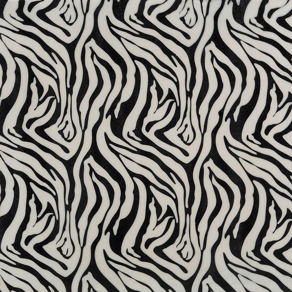 12" Black And White Zebra Iron And Resin Square Hanging Wall Tile — view 13