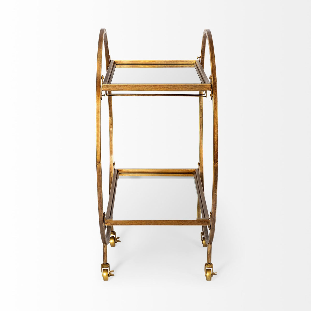Gold 36" Round Rolling Kitchen Cart With Storage — view 2