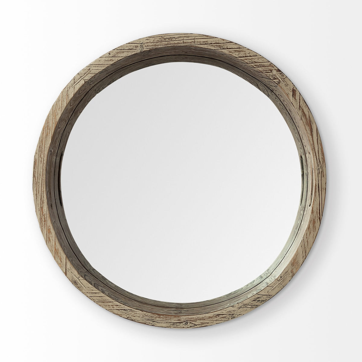 20" Light Brown Round Wood Indoor Outdoor Serving Tray With Handles — view 2