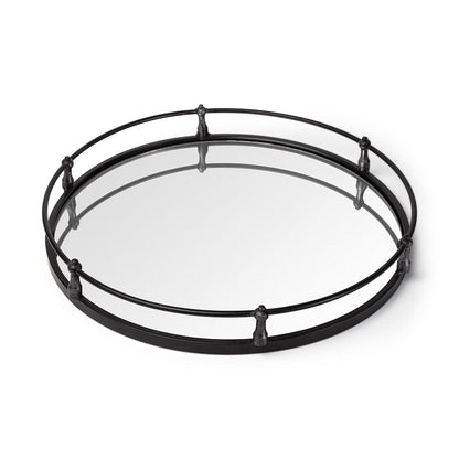 24" Silver Round Metal Indoor Outdoor Tray With Handles HomeRoots