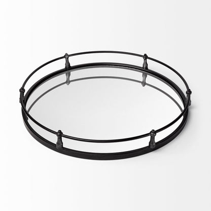 24" Silver Round Metal Indoor Outdoor Tray With Handles HomeRoots