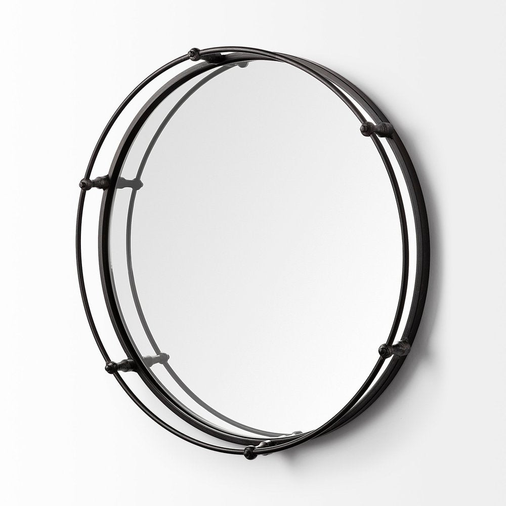 24" Silver Round Metal Indoor Outdoor Tray With Handles HomeRoots