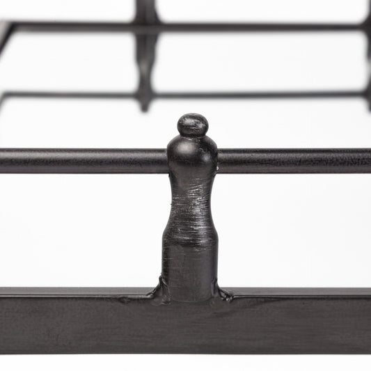 Natural Finish Metal With Mirrored Glass Bottom And Railing Handle Tray HomeRoots