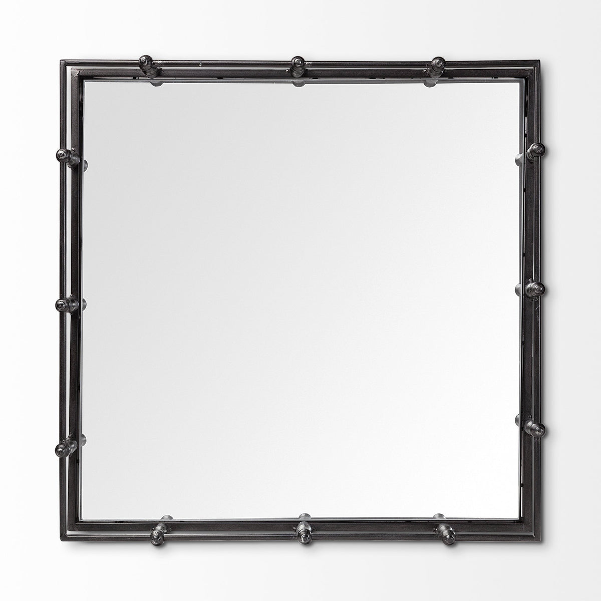 Natural Finish Metal With Mirrored Glass Bottom And Railing Handle Tray — view 4