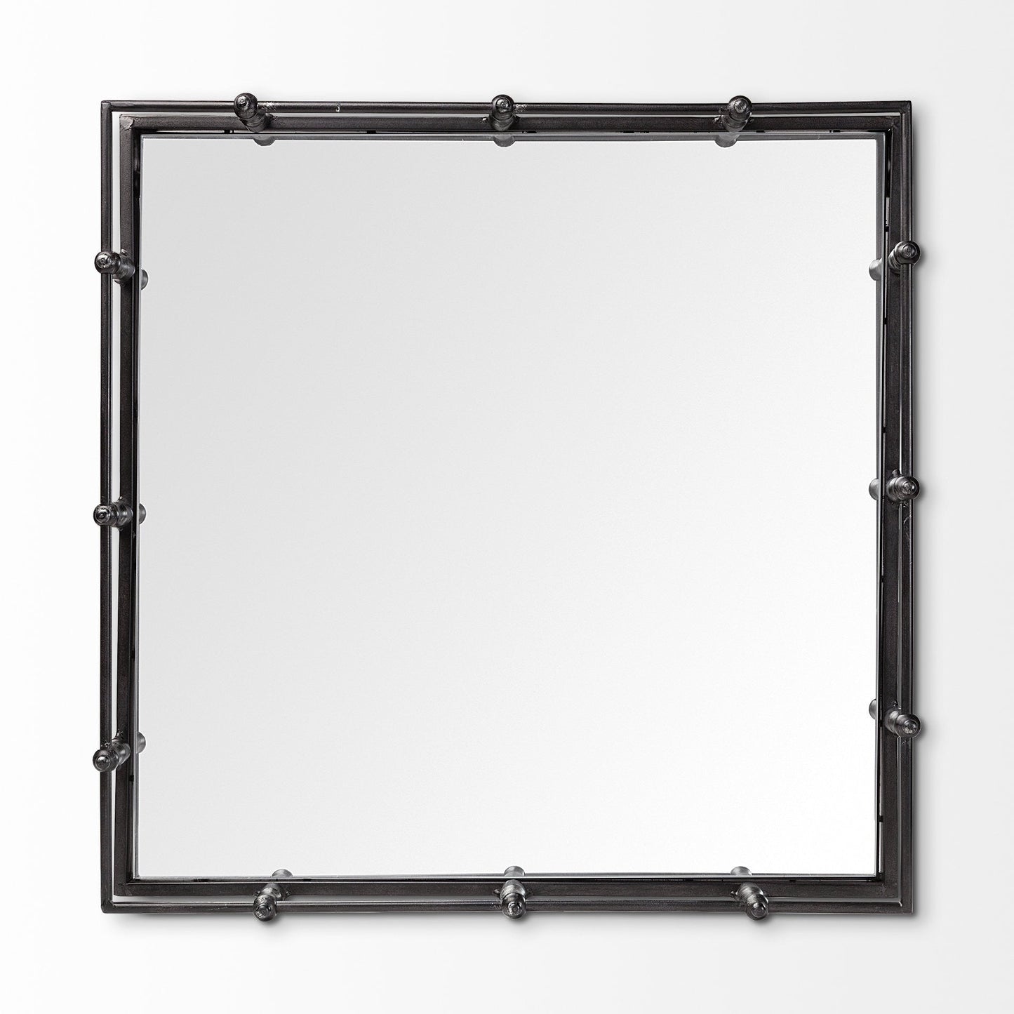Natural Finish Metal With Mirrored Glass Bottom And Railing Handle Tray HomeRoots
