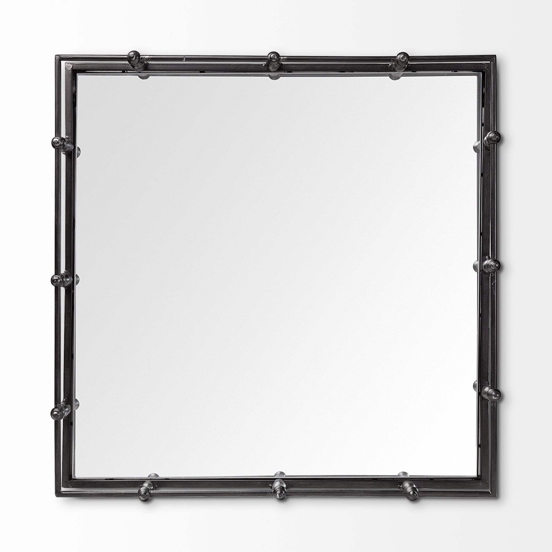 Natural Finish Metal With Mirrored Glass Bottom And Railing Handle Tray HomeRoots