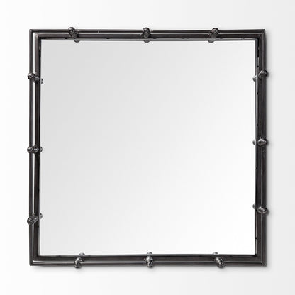 Natural Finish Metal With Mirrored Glass Bottom And Railing Handle Tray HomeRoots
