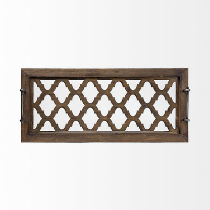 35" Silver Wood Indoor Outdoor Tray With Handles HomeRoots