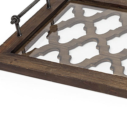 35" Silver Wood Indoor Outdoor Tray With Handles HomeRoots
