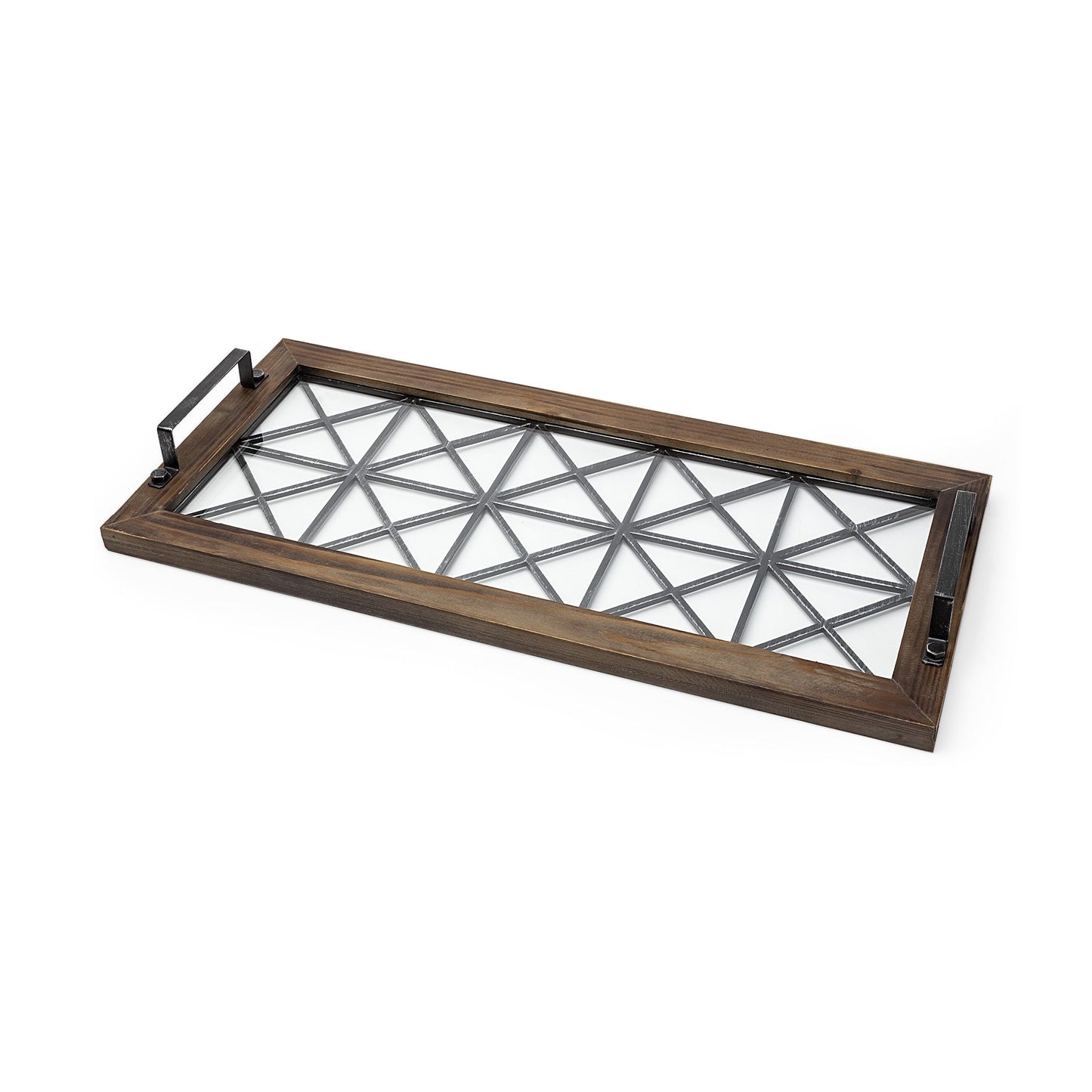 28" Brown Wood Indoor Outdoor Tray With Handles HomeRoots