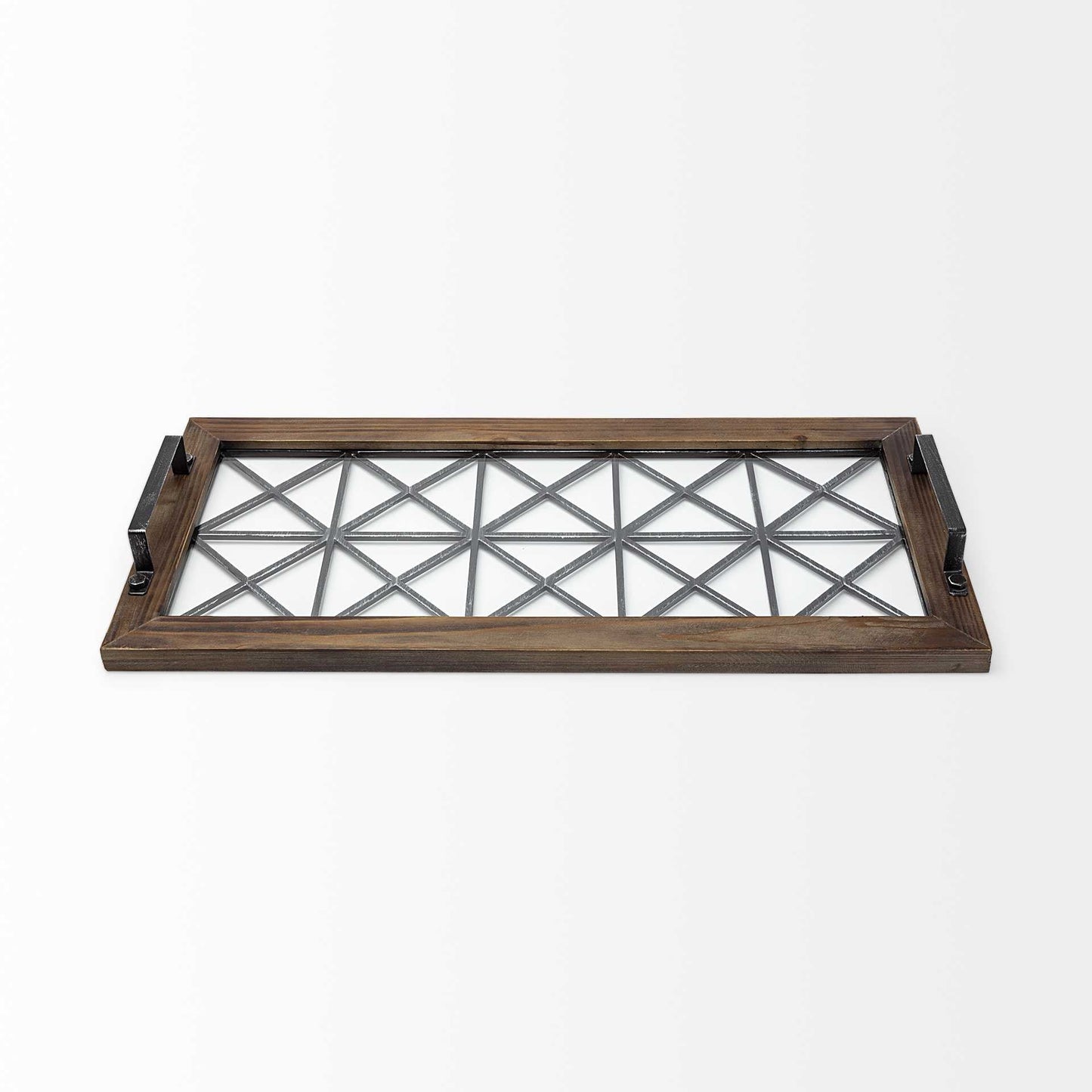 28" Brown Wood Indoor Outdoor Tray With Handles HomeRoots