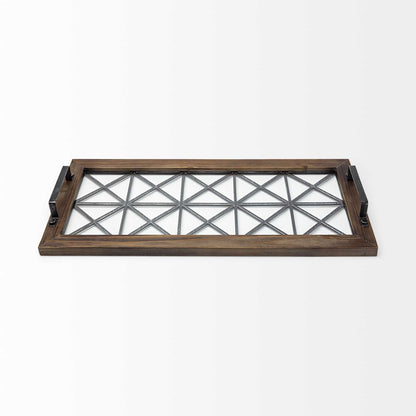 28" Brown Wood Indoor Outdoor Tray With Handles HomeRoots
