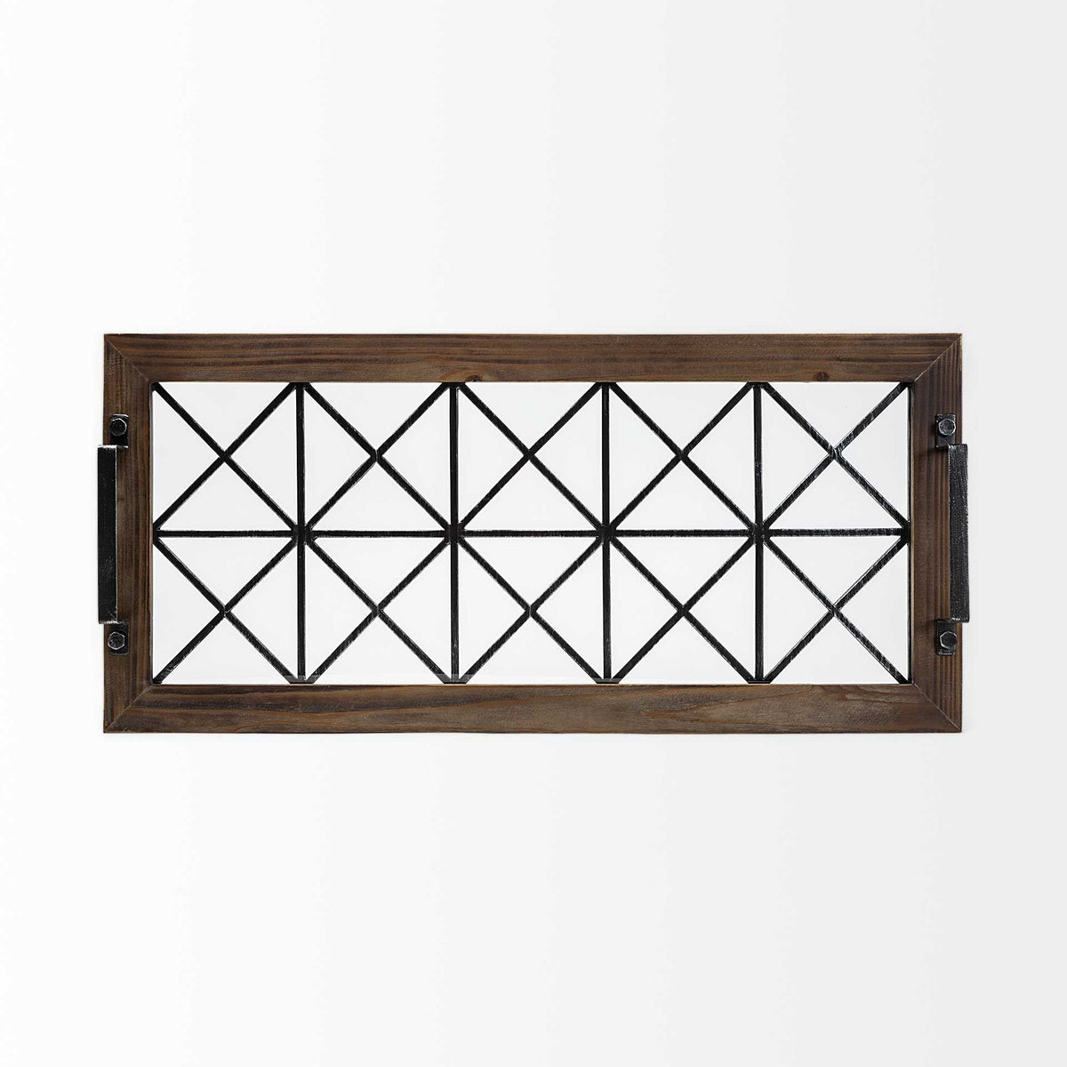 28" Brown Wood Indoor Outdoor Tray With Handles HomeRoots