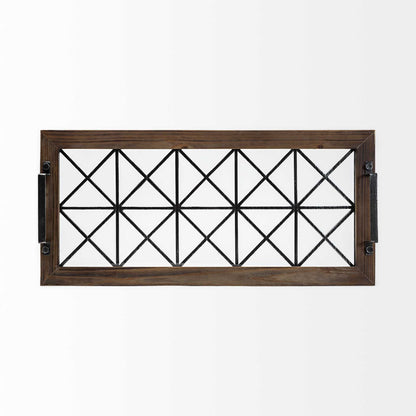 28" Brown Wood Indoor Outdoor Tray With Handles HomeRoots