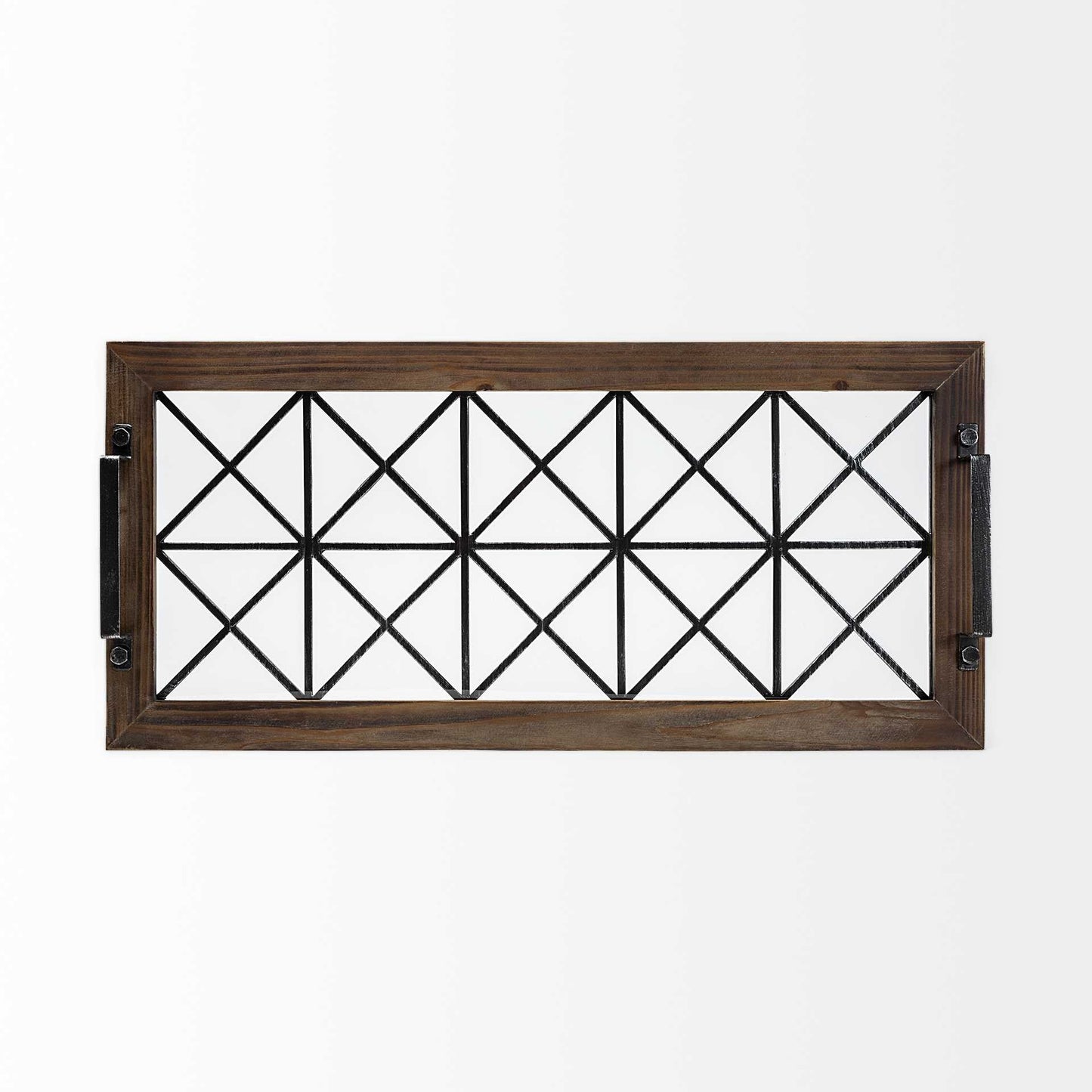 28" Brown Wood Indoor Outdoor Tray With Handles HomeRoots