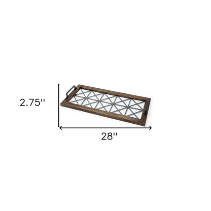 28" Brown Wood Indoor Outdoor Tray With Handles HomeRoots