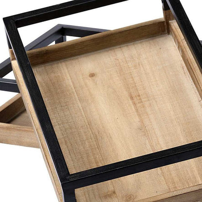 Set of Two Brown Wood Indoor Outdoor Tray With Handles HomeRoots