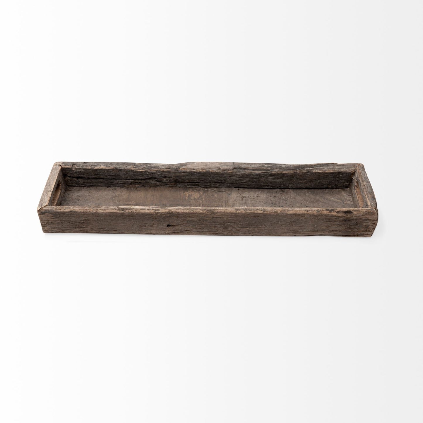 30" Brown Wood Indoor Outdoor Tray With Handles HomeRoots