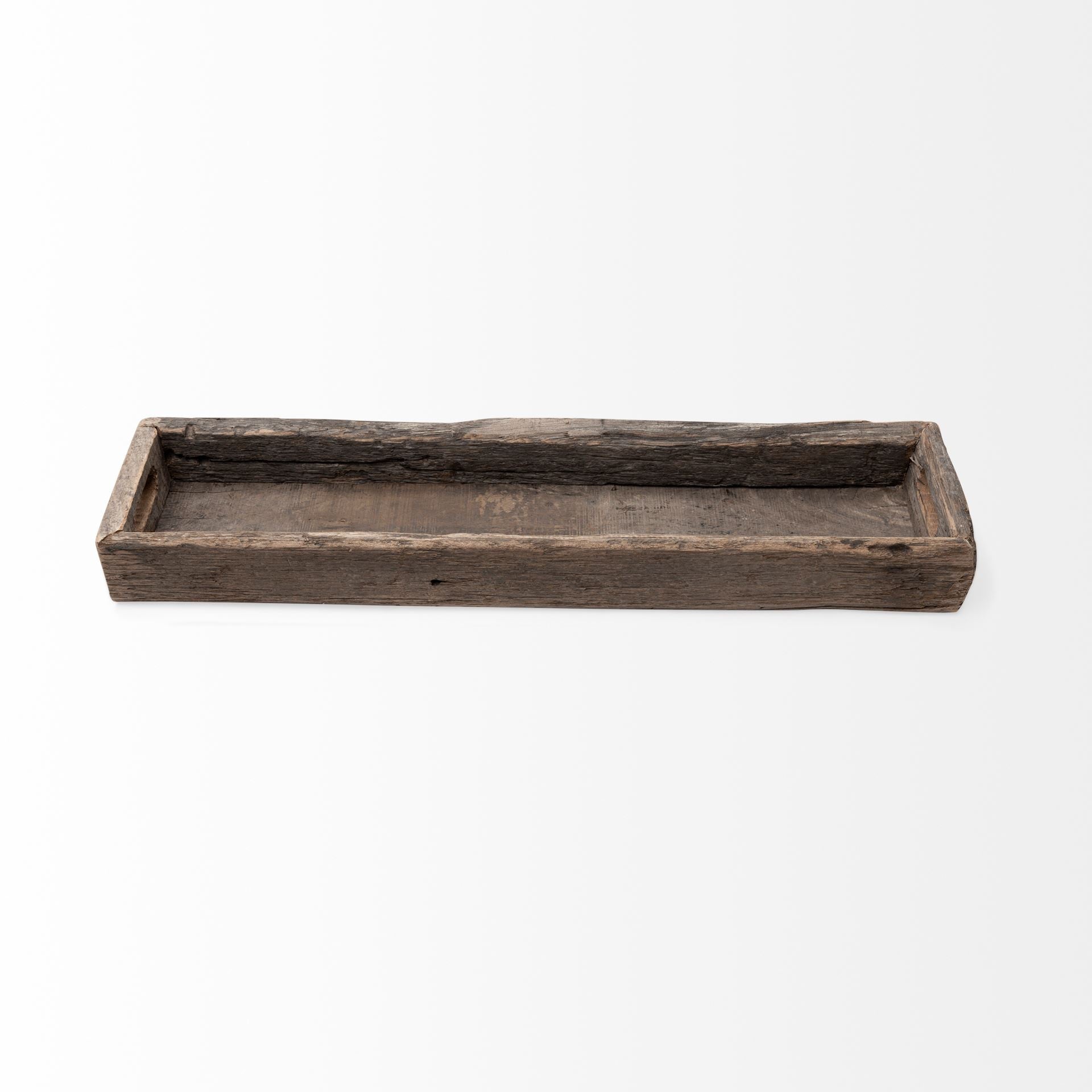 30" Brown Wood Indoor Outdoor Tray With Handles HomeRoots
