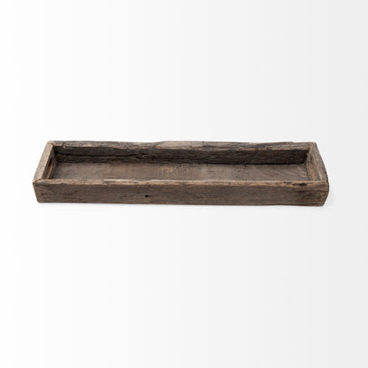 30" Brown Wood Indoor Outdoor Tray With Handles HomeRoots