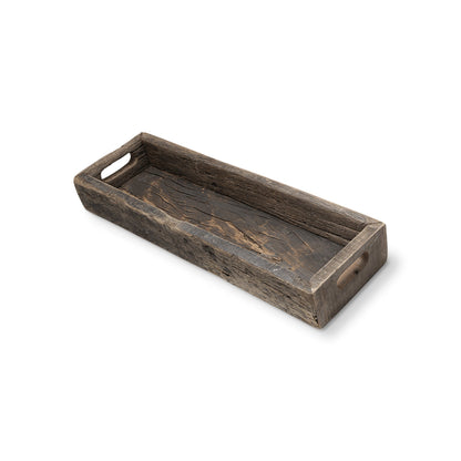 24" Brown Wood Indoor Outdoor Tray With Handles HomeRoots