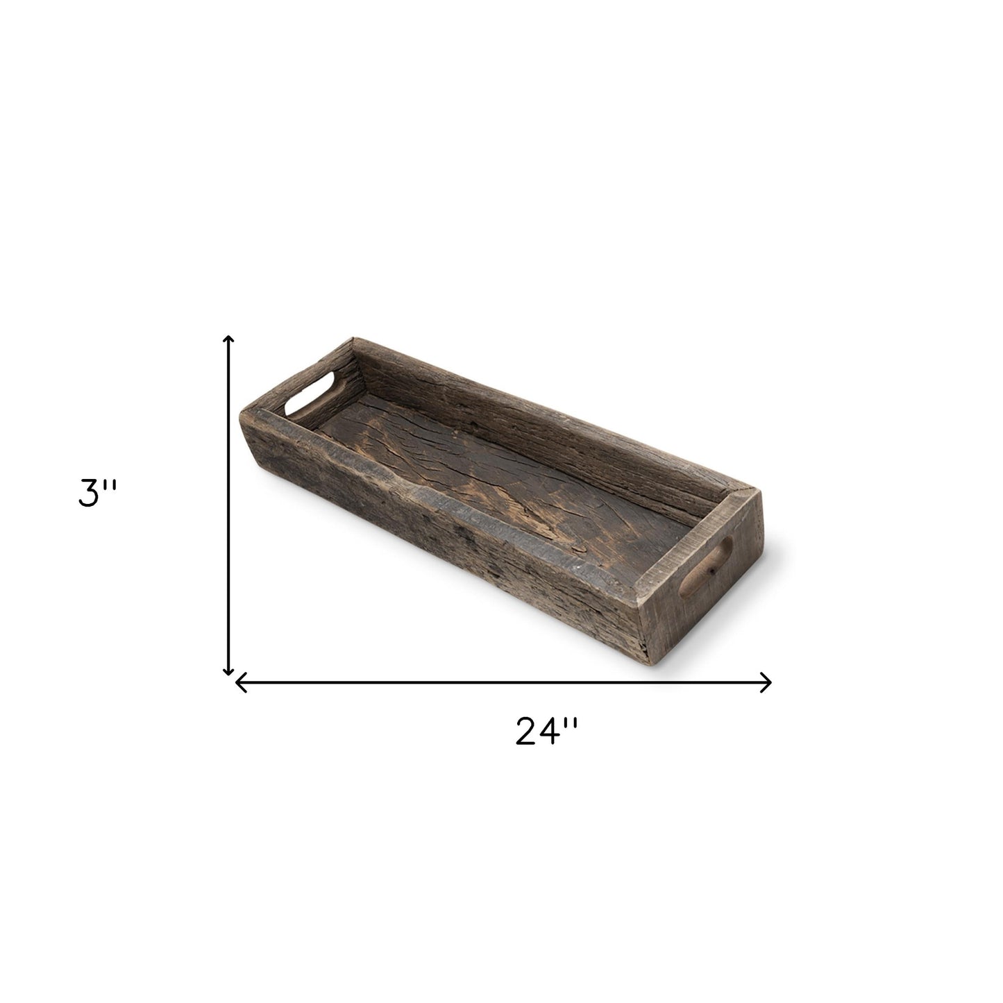 Small Natural Brown Reclaimed Wood With Grains And Knots Highlight Tray - FurniFindUSA