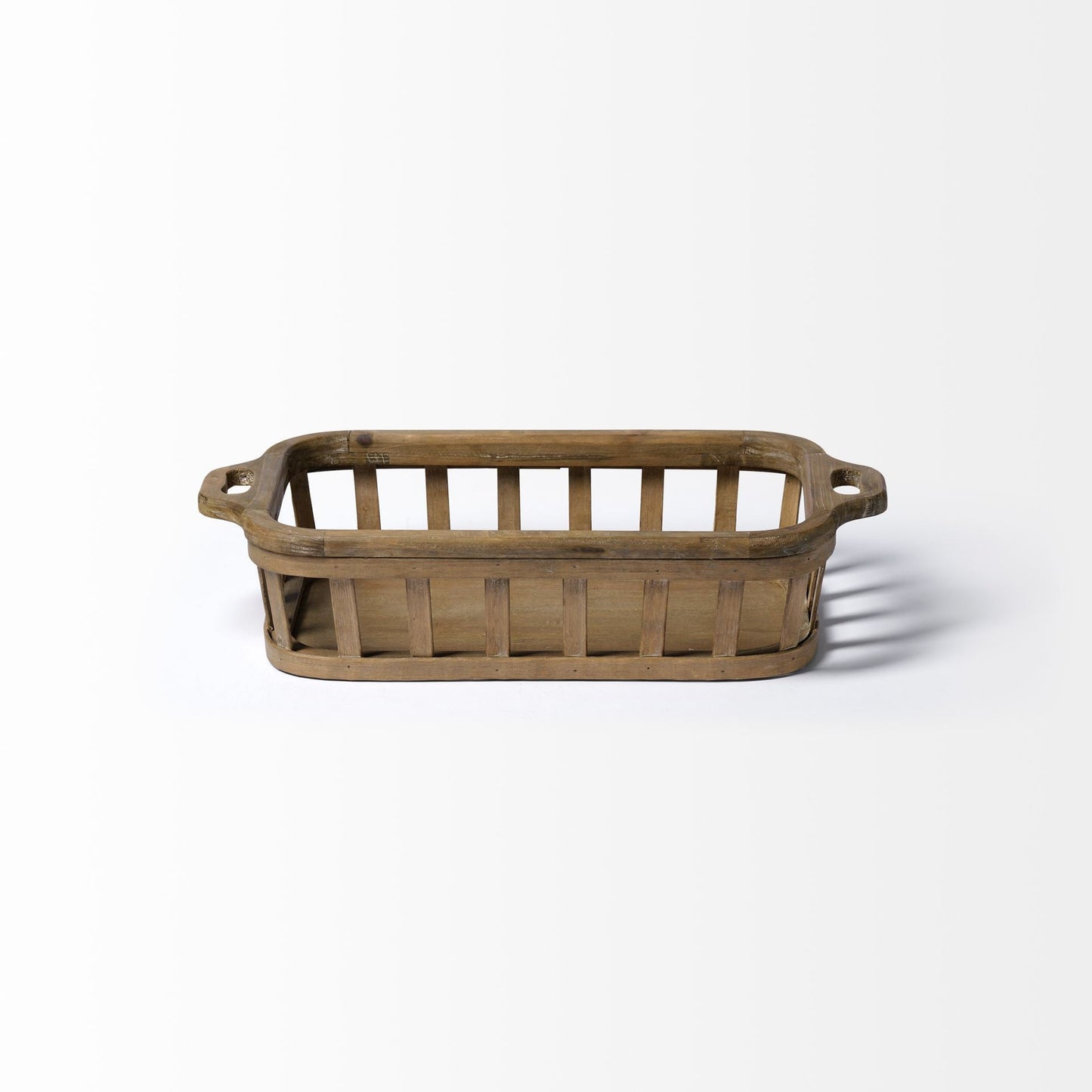 Set of Two Brown Wood Indoor Outdoor Tray With Handles HomeRoots