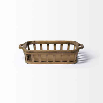 Set of Two Brown Wood Indoor Outdoor Tray With Handles HomeRoots