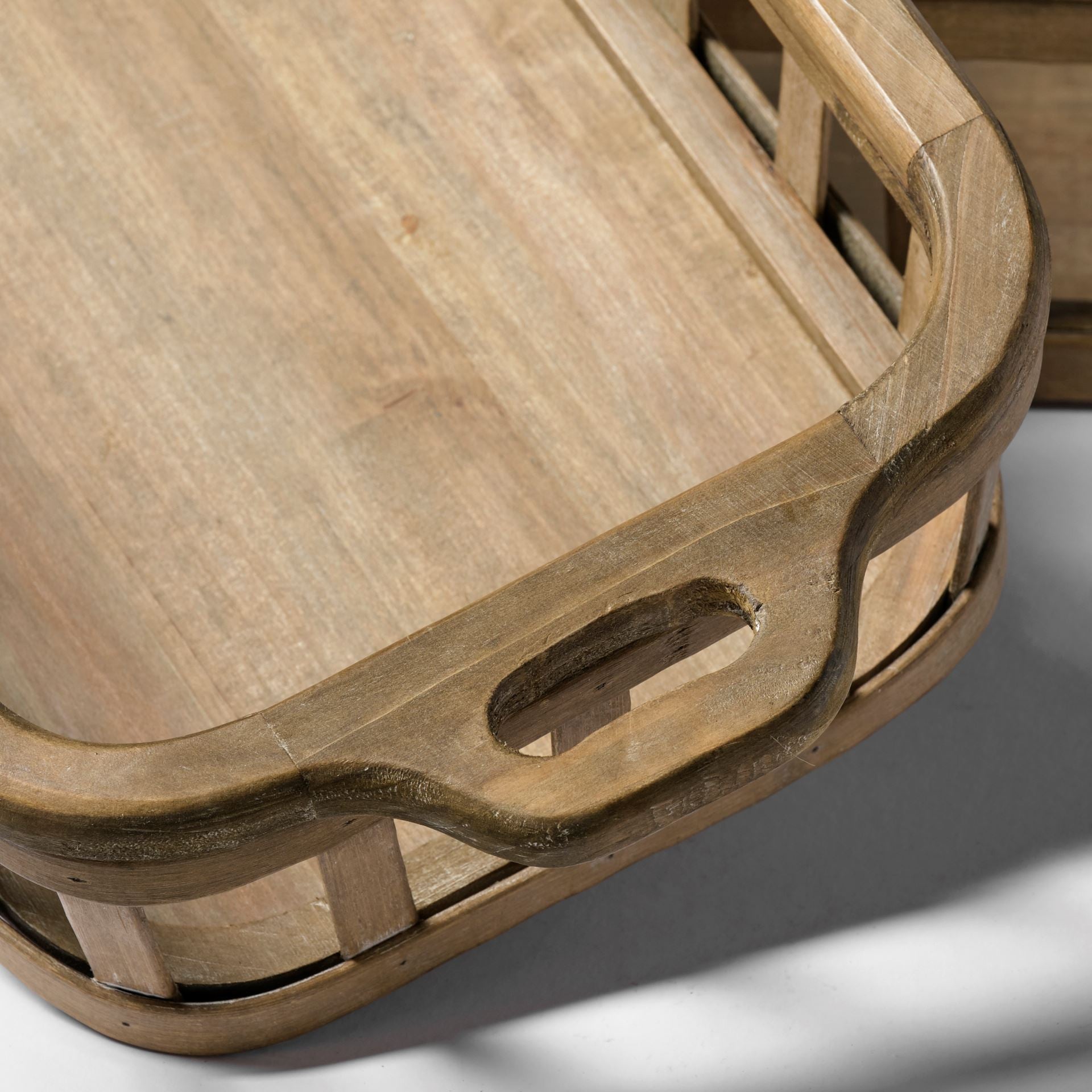 Set of Two Brown Wood Indoor Outdoor Tray With Handles HomeRoots