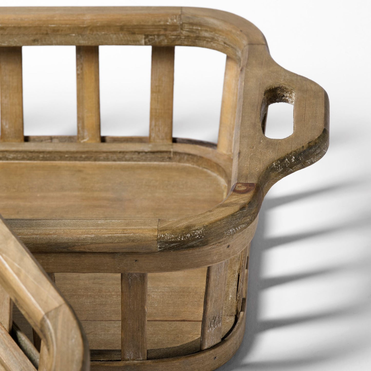 Set of Two Brown Wood Indoor Outdoor Tray With Handles HomeRoots