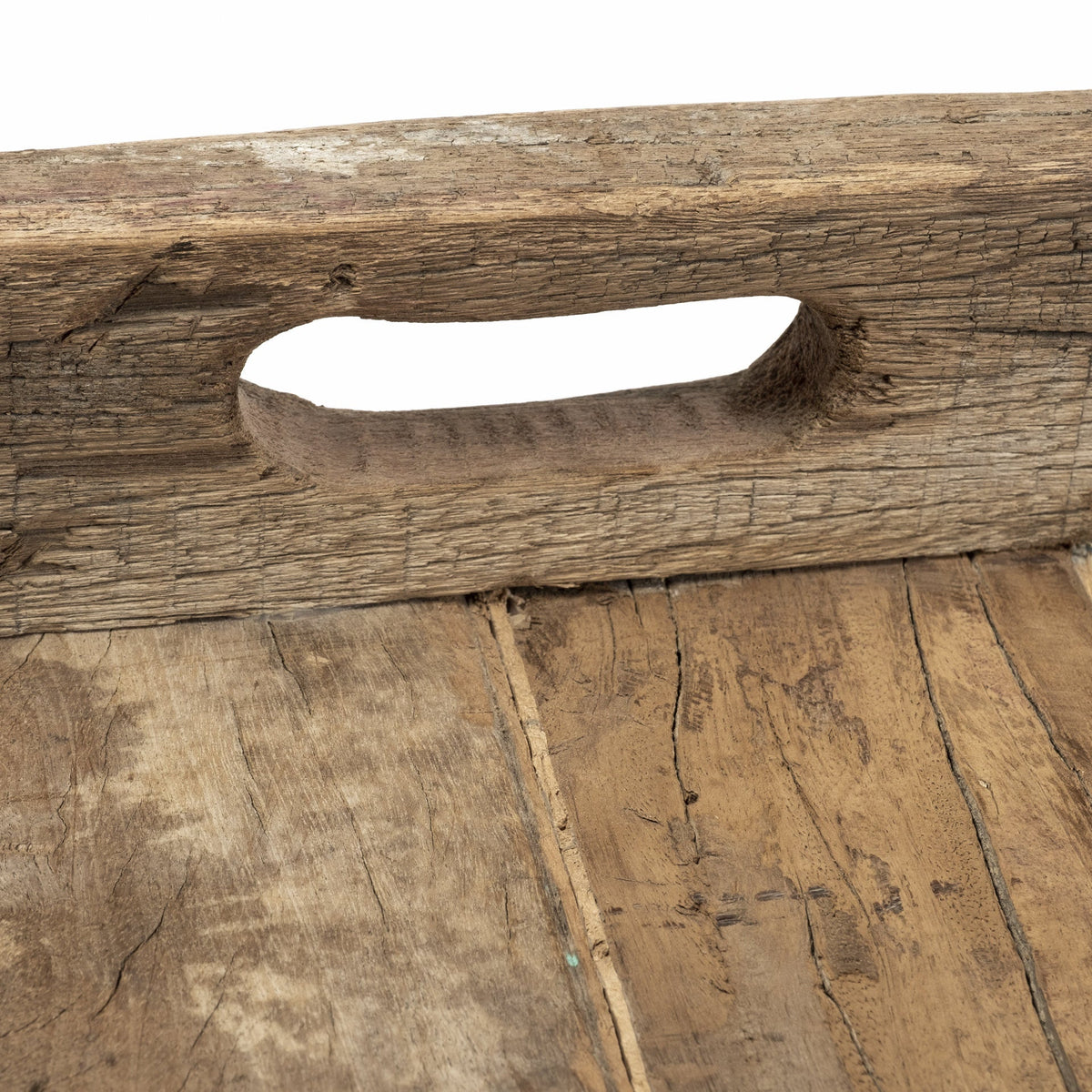 24" Brown Square Reclaimed Wood Tray With Handles HomeRoots