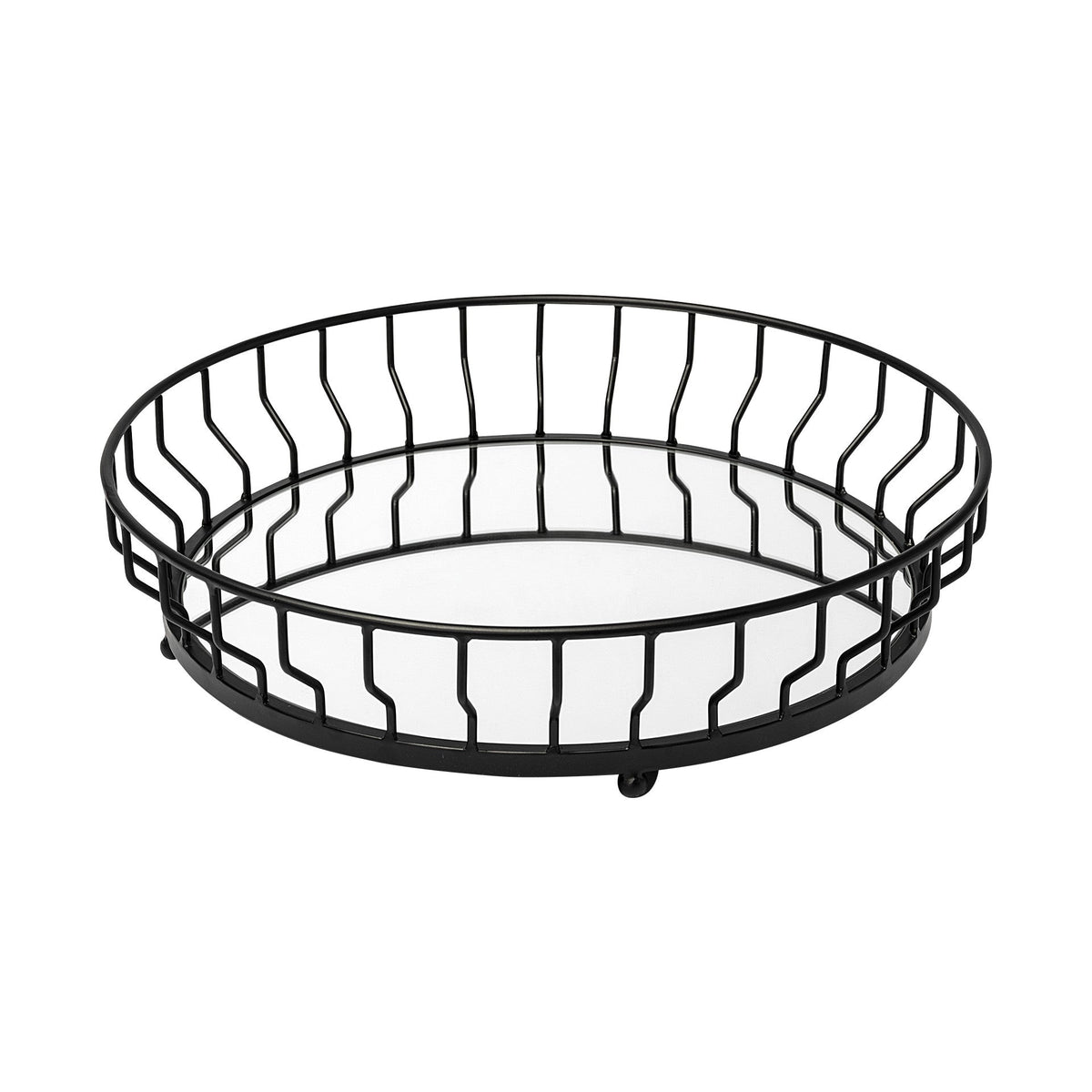 20" Black Round Metal Indoor Outdoor Serving Tray With Handles HomeRoots