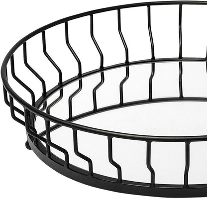 20" Black Round Metal Indoor Outdoor Serving Tray With Handles HomeRoots