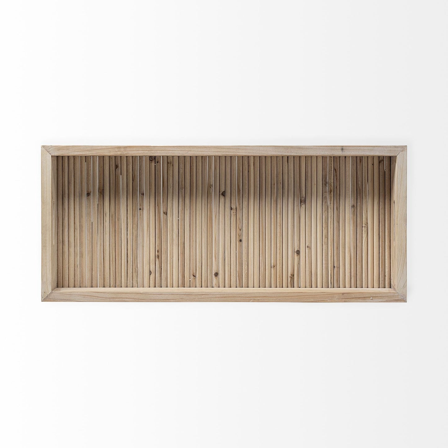 28" Natural Wood Indoor Outdoor Tray With Handles HomeRoots