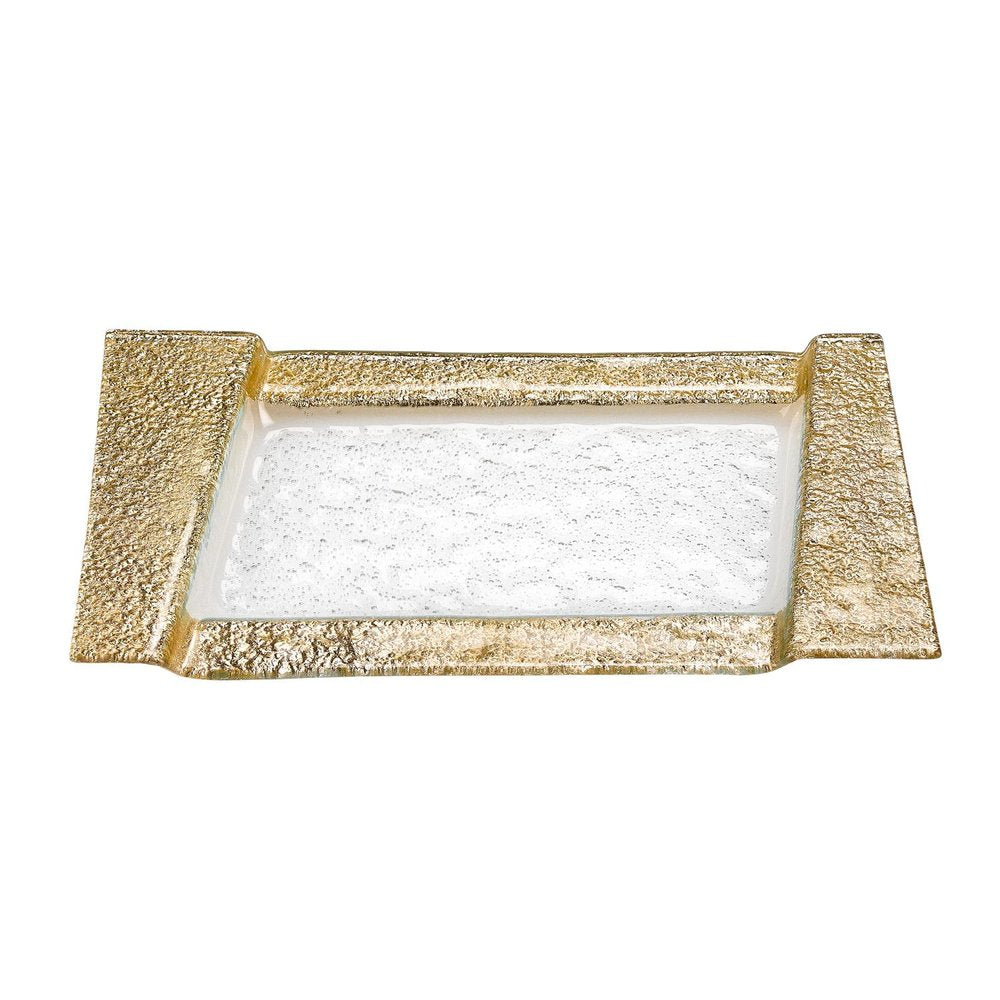 13" Clear And Gold Glass Snack Or Vanity Tray HomeRoots