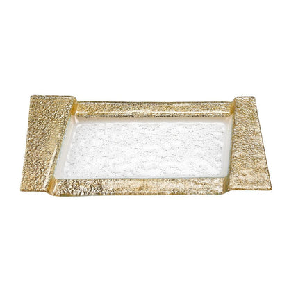 13" Clear And Gold Glass Snack Or Vanity Tray HomeRoots